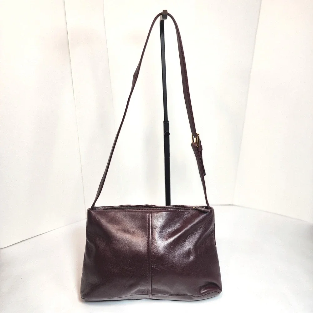 Etienne Aigner Burgundy Leather Crossbody Bag Gold Hardware Vintage Style